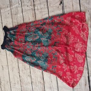 Rabbit Rabbit Rabbit Designs Red Blue Paisley Print High Neck Trapeze Dress 6